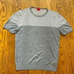 Isaia Linen and Cotton Short Sleeve Shirt - M